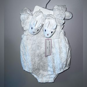 Baby girl vintage style white onesie, dress up, church clothes, baby photo shoot